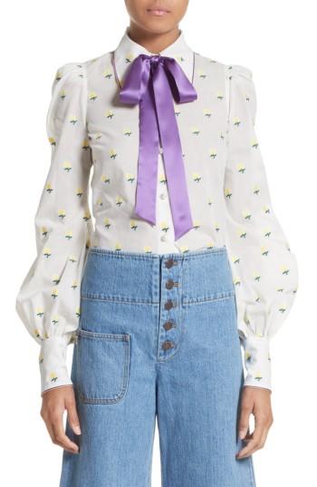 Women's Marc Jacobs Rose Fil Coupe Bishop Sleeve Blouse - White
