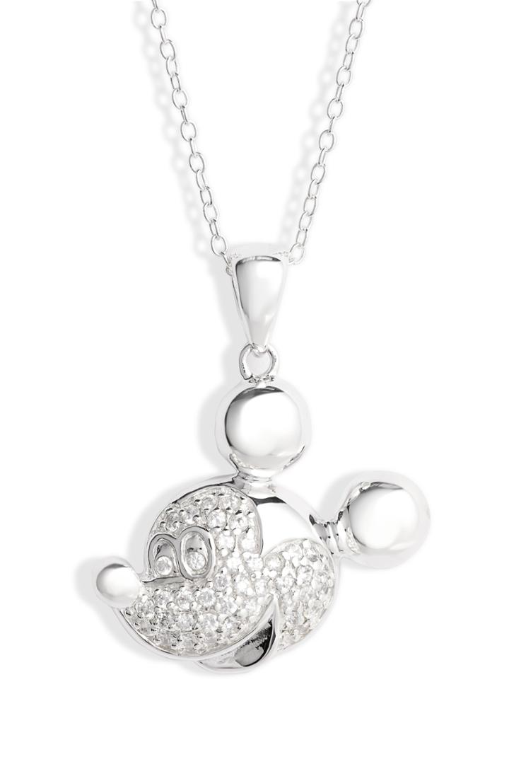 Women's Disney Mickey Face Crystal Pendant Necklace