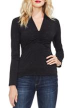 Women's Vince Camuto Cinched V-neck Sparkle Top, Size - Black