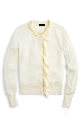 Women's J.crew Ruffle Merino Wool Cardigan - Ivory