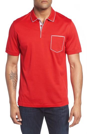 Men's Bugatchi Pique Knit Polo - Red