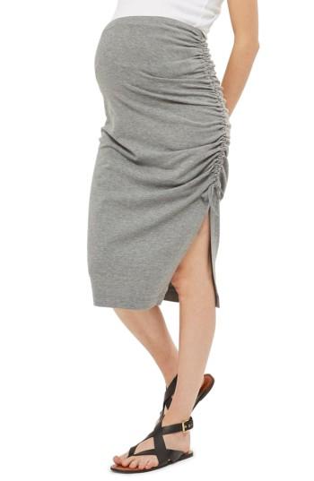 Women's Topshop Ruched Maternity Pencil Skirt Us (fits Like 0-2) - Grey