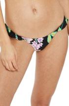 Women's Topshop Floral Frill Tanga Bikini Bottoms Us (fits Like 0) - Black