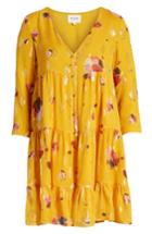 Women's Sezane Aure Silk A-line Dress Us / 36 Fr - Yellow