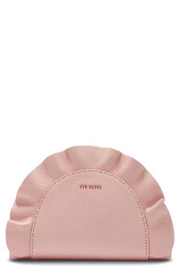 Ted Baker London Ruffle Half Moon Leather Crossbody Bag -