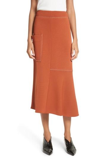 Women's Tibi Crepe Knit Midi Skirt - Red