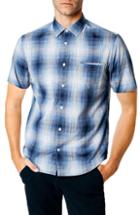 Men's Good Man Brand Space Plaid Trim Fit Sport Shirt, Size - Blue