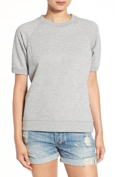 Women's Sincerely Jules 'cara' Short Sleeve Sweatshirt - Grey