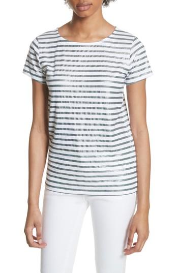Women's Majestic Filatures Metallic Stripe Top - White
