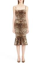 Women's Dolce & Gabbana Stretch Cady Leopard Print Ruched Dress