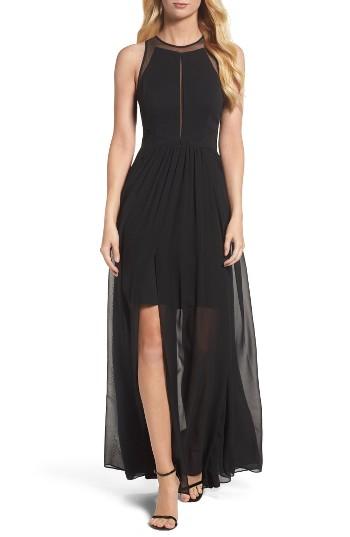 Women's Vera Wang Mesh Inset Gown - Black