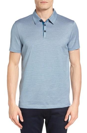 Men's Boss Place 17 Slim Fit Stripe Polo, Size - Blue/green