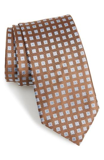 Men's David Donahue Neat Silk Tie, Size - Brown