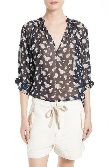 Women's Vince Calico Floral Print Silk Blouse