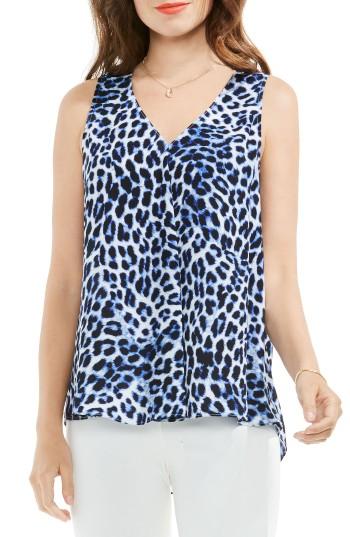 Women's Vince Camuto Leopard Song Drape Front Top - Blue