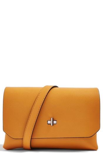 Topshop Otley Faux Leather Crossbody Bag - Yellow