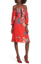 Women's Row A Cold Shoulder Midi Dress - Red