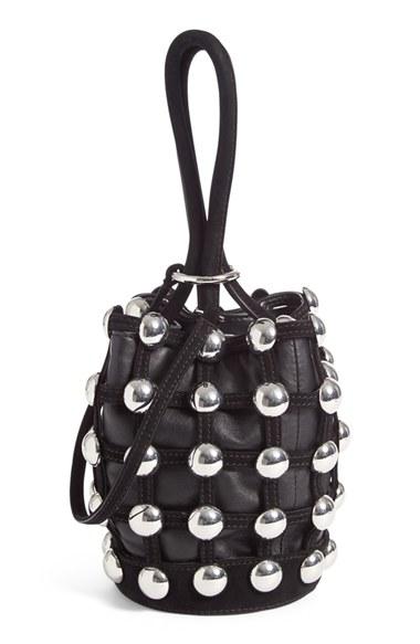 Alexander Wang Mini Roxy Studded Suede Bucket Bag -