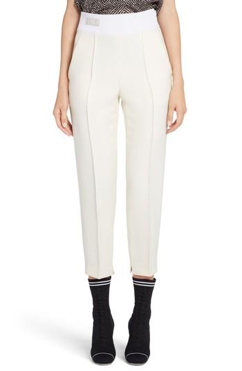 Women's Fendi Wool & Silk Gazar Crop Pants Us / 46 It - White