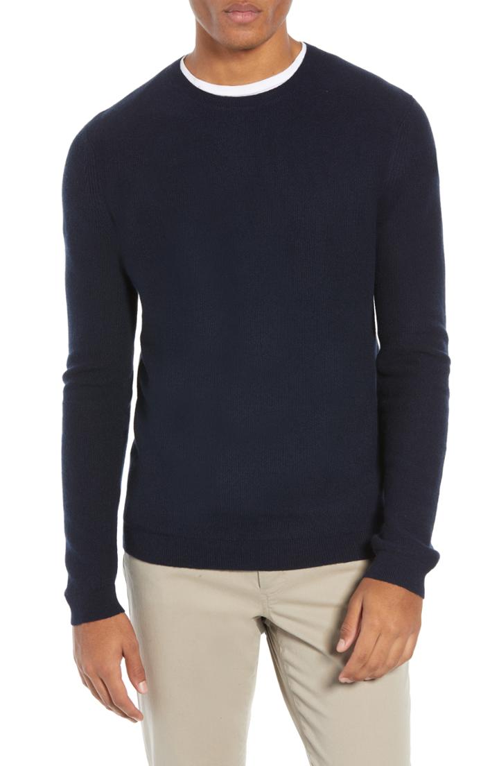 Men's Theory Medin Crewneck Cashmere Sweater, Size - Blue