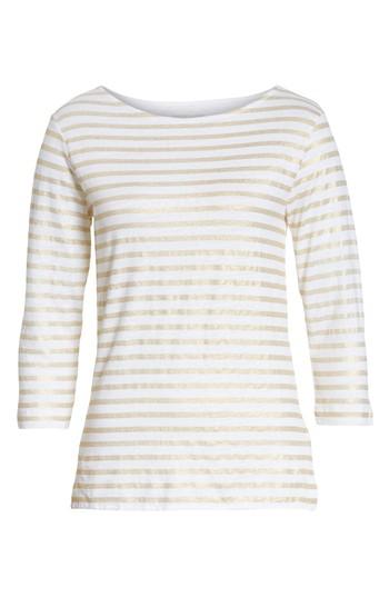 Women's Majestic Filatures Linen Stretch Stripe Top - Metallic