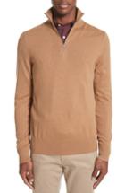 Men's Burberry Rawlins Quarter Zip Cashmere Blend Sweater - Beige