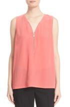 Women's The Kooples Front Zip Silk Tank, Size - Pink