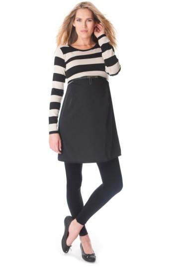 Women's Seraphine 'lynn' Stripe Maternity Dress - Black