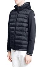 Men's Moncler Maglia Quilted Front Jersey Hooded Jacket - Blue