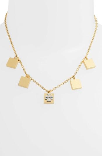 Women's Tory Burch Block-t Logo Charm Necklace