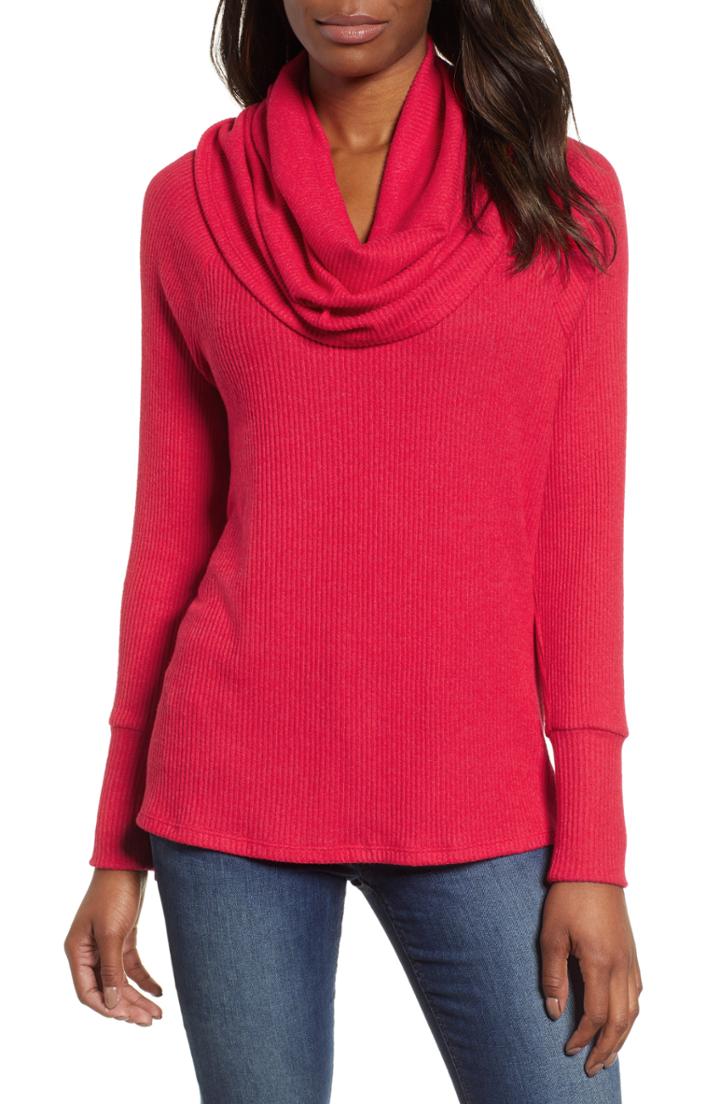 Women's Gibson X Living In Yellow Ribbed Cowl Neck Sweater - Ivory