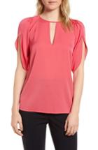 Women's Lewit Draped Sleeve Stretch Silk Top - Pink