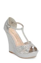 Women's Lauren Lorraine Ness Crystal Embellished Wedge Sandal M - Metallic