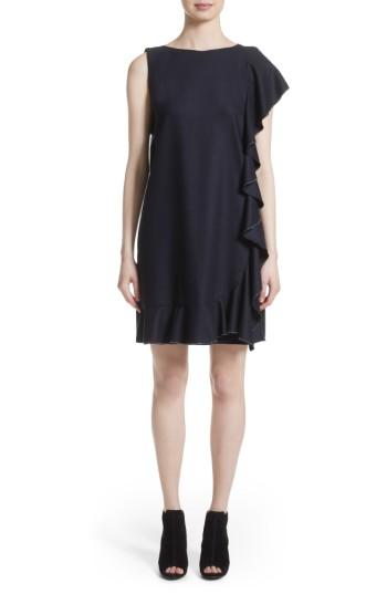 Women's Fabiana Filippi Stretch Wool & Cashmere Ruffle Dress Us / 40 It - Blue