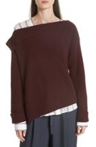 Women's Vince Asymmetric Ribbed Cashmere Pullover - Burgundy