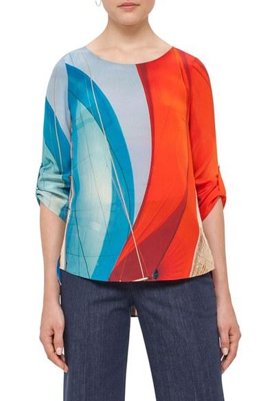 Women's Akris Punto 'mainsail' Print Silk Blouse