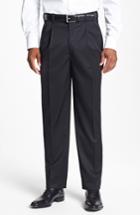 Men's Jb Britches Pleated Super 100s Worsted Wool Trousers R - Black