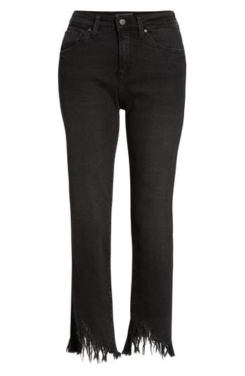 Women's Mavi Jeans Sharkbite Fringe Hem Jeans - Black