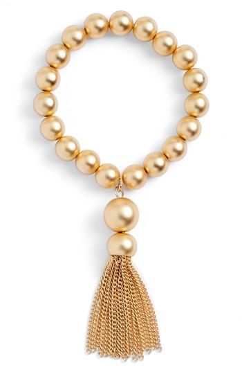 Women's Halogen Sphere Tassel Stretch Bracelet