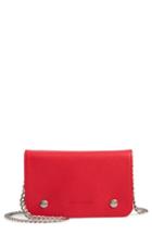 Women's Longchamp Le Foulonne Leather Wallet On A Chain - Red