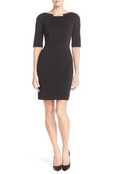 Petite Women's Tahari Scuba Sheath Dress P - Black