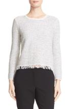 Women's Theory Vendla Tweed Fringe Sweater, Size - Grey