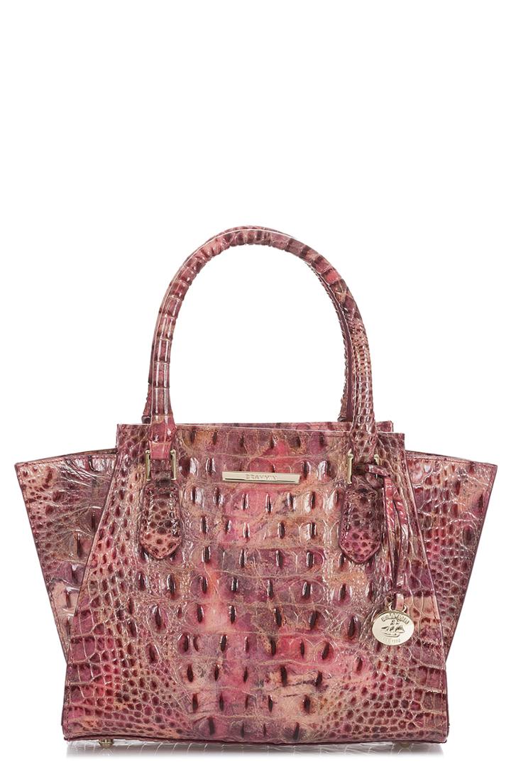 Brahmin Mini Priscilla Croc Embossed Leather Satchel - Pink