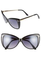 Women's Tom Ford Reveka 59mm Special Fit Butterfly Sunglasses - Black/ Rose Gold/ Silver Flash
