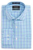 Men's Nordstrom Men's Shop Smartcare(tm) Trim Fit Check Dress Shirt .5 - 32/33 - Blue/green