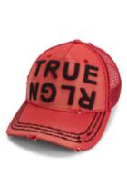 Men's True Religion Brand Jeans Denim Trucker Hat - Red