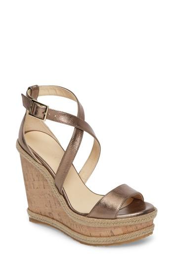 Women's Jimmy Choo Portia Wedge Platform Sandal Us / 34eu - Metallic