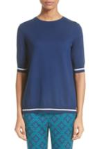Women's St. John Collection Sarita Tile Print Jersey Knit Sweater - Blue