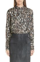 Women's Calvin Klein 205w39nyc Leopard Print Silk Twill Blouse Us / 38 It - Brown