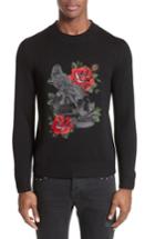 Men's The Kooples Embroidered Skull Wool Blend Sweater - Black
